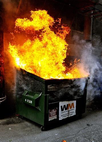 Trash Dumpster on Fire